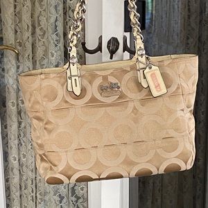 Coach Madison Op Art Signature Chain Link tote